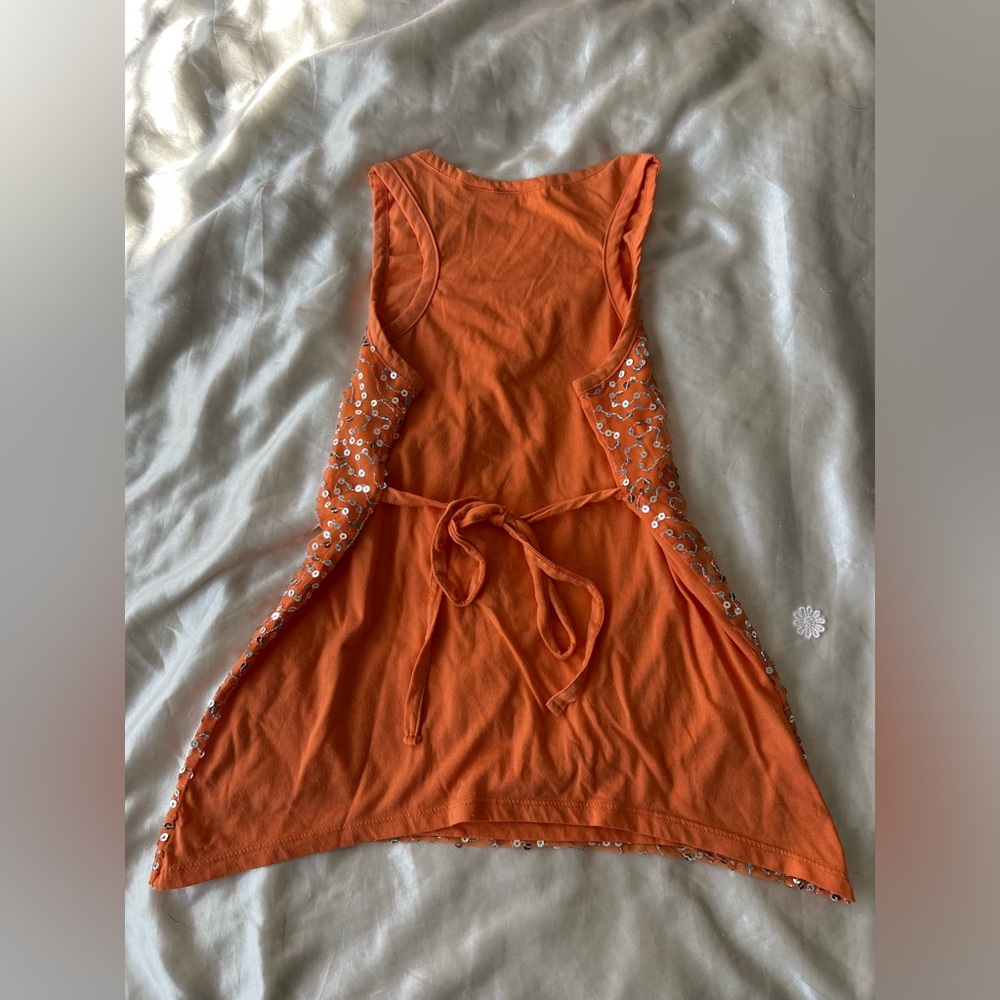 Orange Sequin Tank Top - Picture 4 of 5